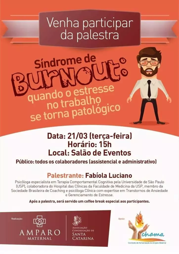 Palestra Amparo Social 1 - Psicóloga Fabíola Luciano - Especialista USP Palestra Síndrome de Bournout - Amparo Materno